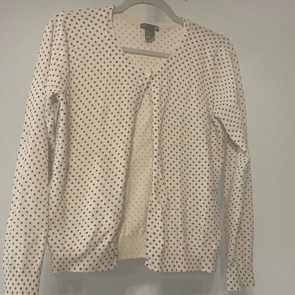 H&M Cream and Black Polka Dot Cardigan